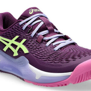 CALZADO ASICS FEMENINO GEL RESOLUTION 9 DEEP MAUVE/LIME GREEN 8.5US