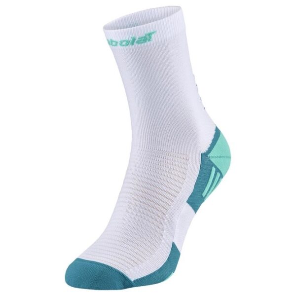 MEDIAS BABOLAT UNISEX MID CALF WHITE ELECTRIC GREEN