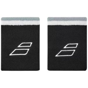 MUÑEQUERA NEGRO CON BORDADO BLANCO Y GRIS